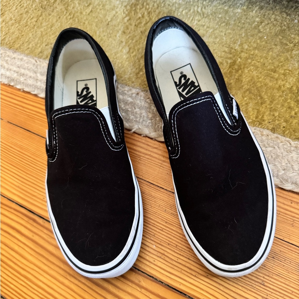 Vans Black and White Slip-On Shoes